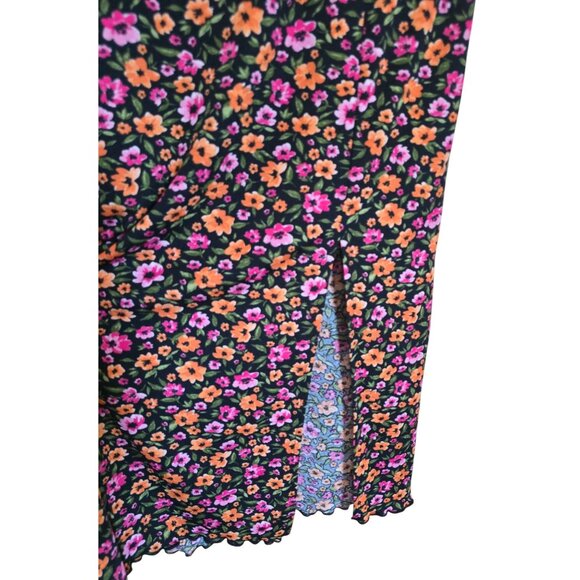 Black Floral Midi Skirt flowercore fairycore beach nautical cottagecore - Picture 4 of 7